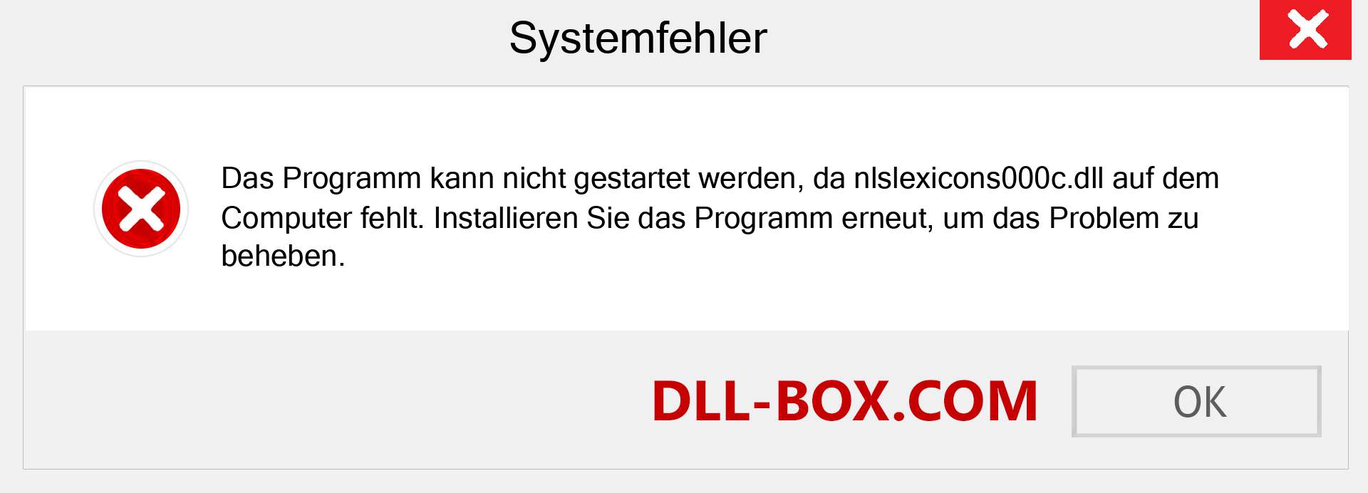 nlslexicons000c.dll-Datei fehlt?. Download für Windows 7, 8, 10 - Fix nlslexicons000c dll Missing Error unter Windows, Fotos, Bildern